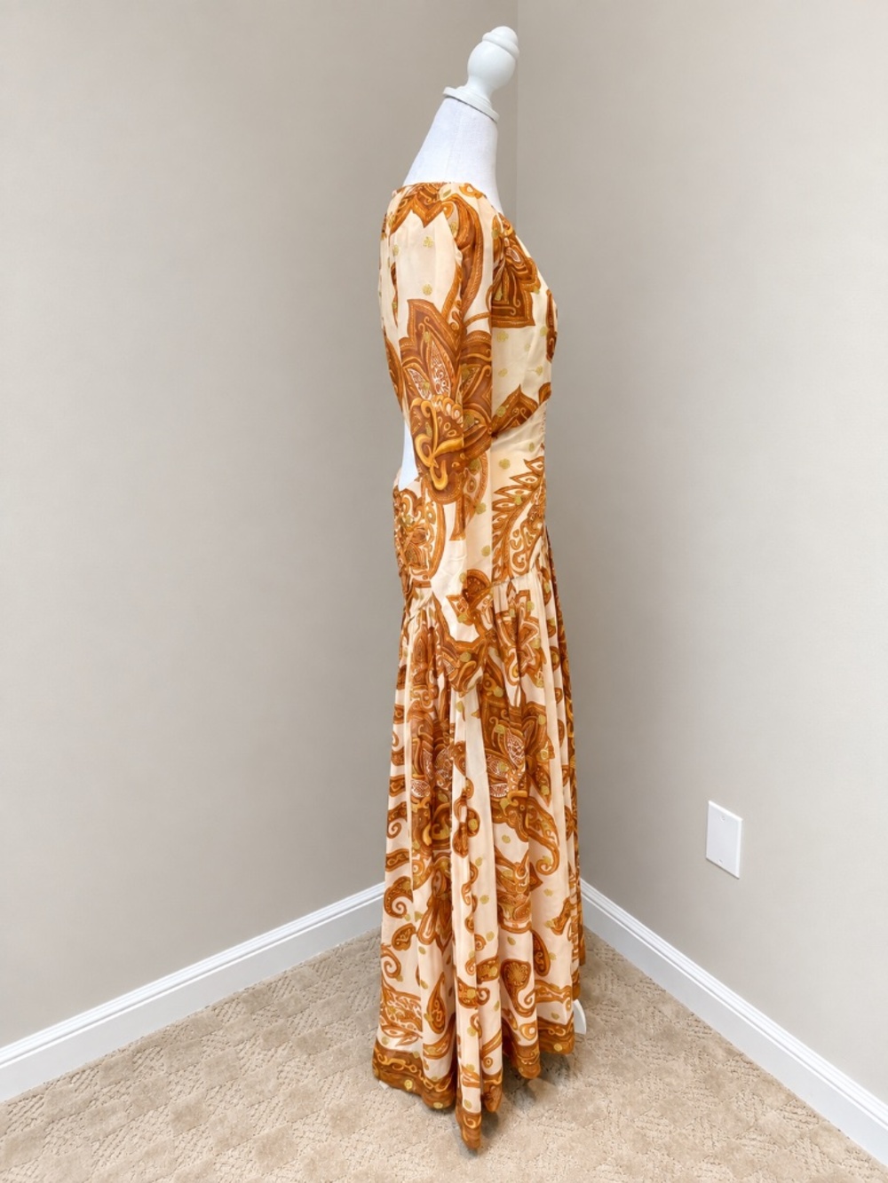 NWT Farm Rio x Anthropologie Jacquard Metallic Gold Maxi Dress M - Picture 11 of 13